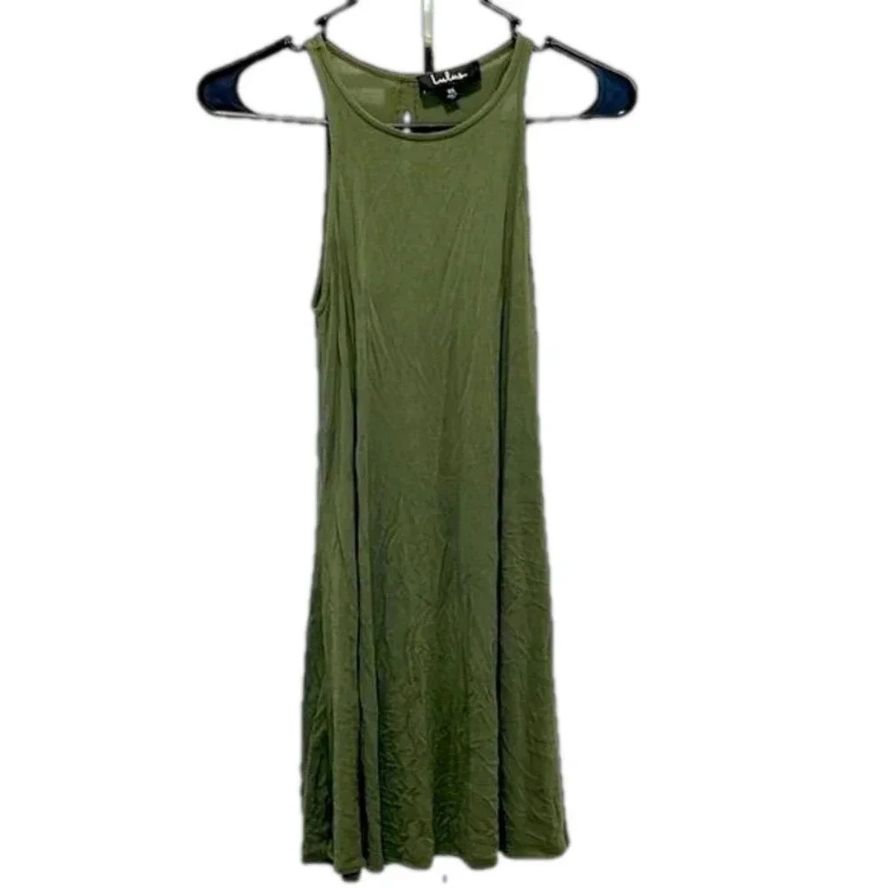 Lulus dress xs scoop neck dress stretchy sleeveless dress green halter dress
